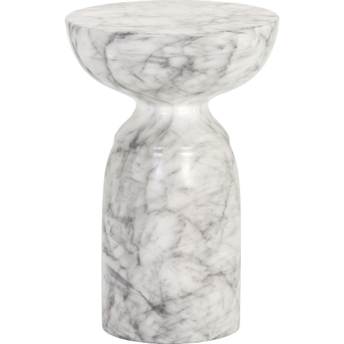 Goya Outdoor End Table in White Marble Look Concrete